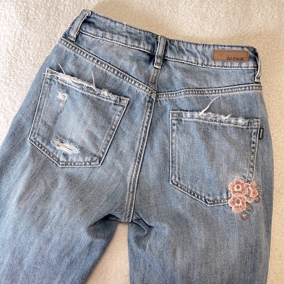 garage denim floral embroidered distressed mom jeans - Picture 6 of 11